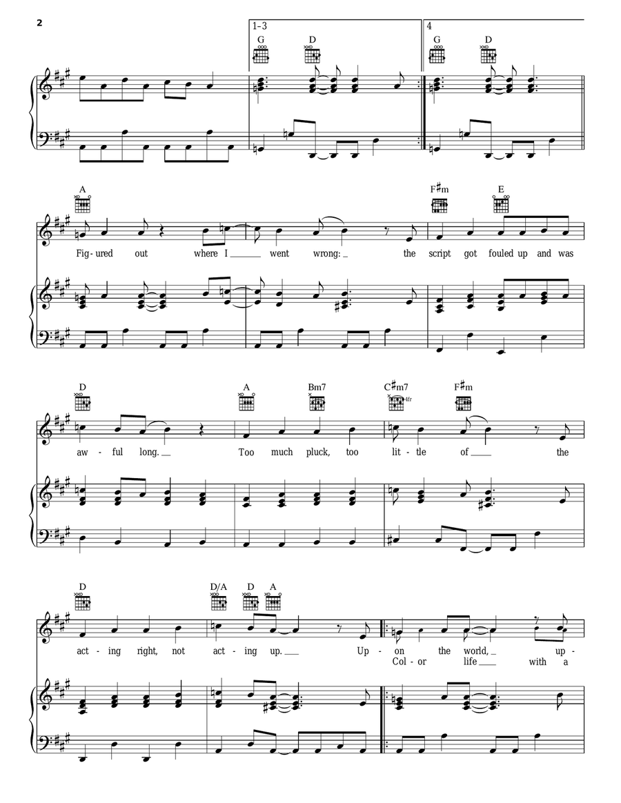 Looking Up Piano, Vocal, Guitar scores gallery preview page 2