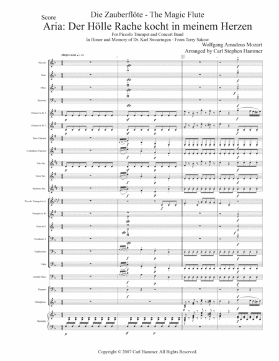 Aria: Der Holle Rache kocht in meinem Herzen (from The Magic Flute) Concert Band scores gallery preview page 3