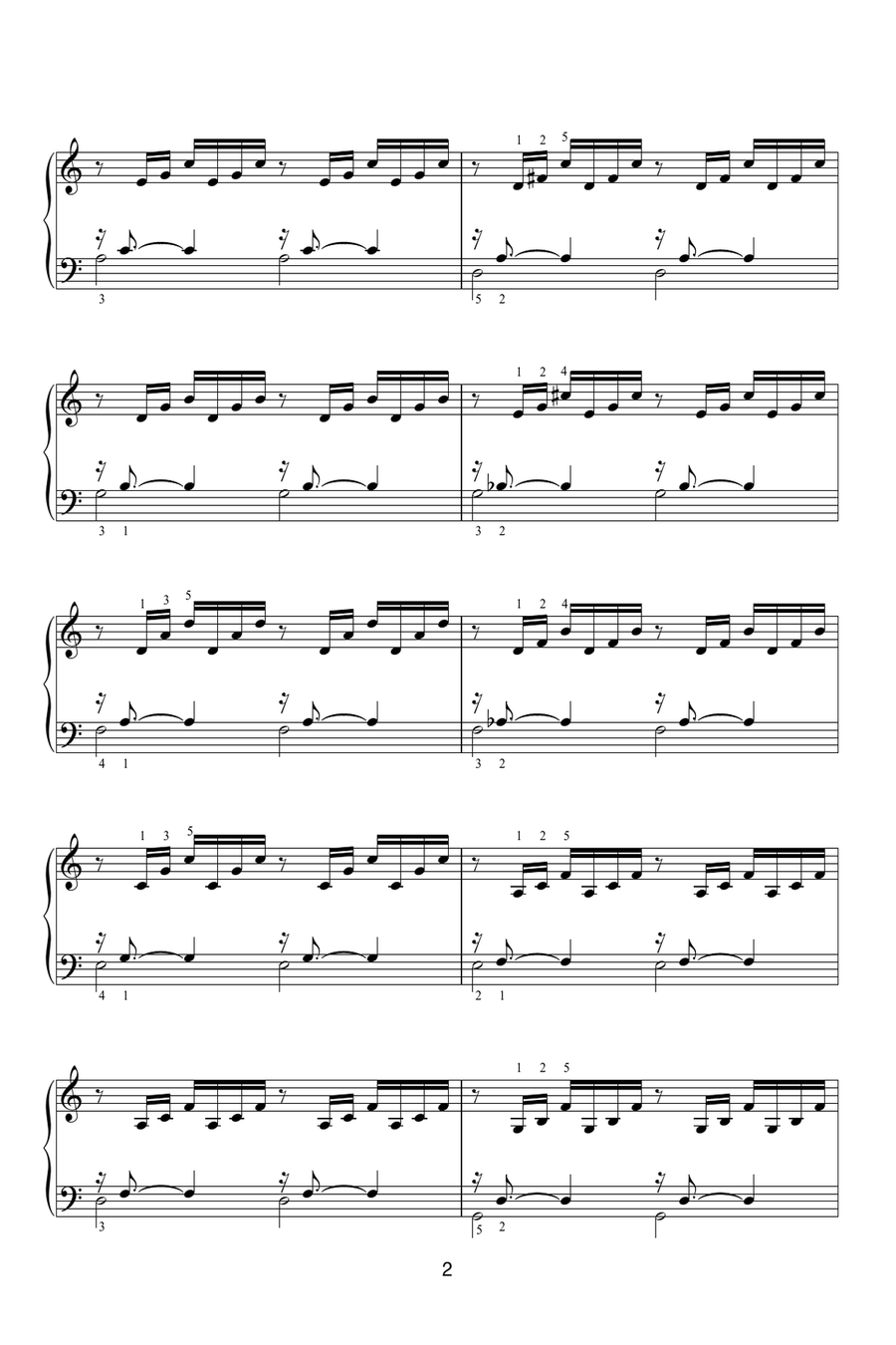 Prelude No.1 in C Major (from The Well-Tempered Clavier, Bk.1) Piano Solo scores gallery preview page 2