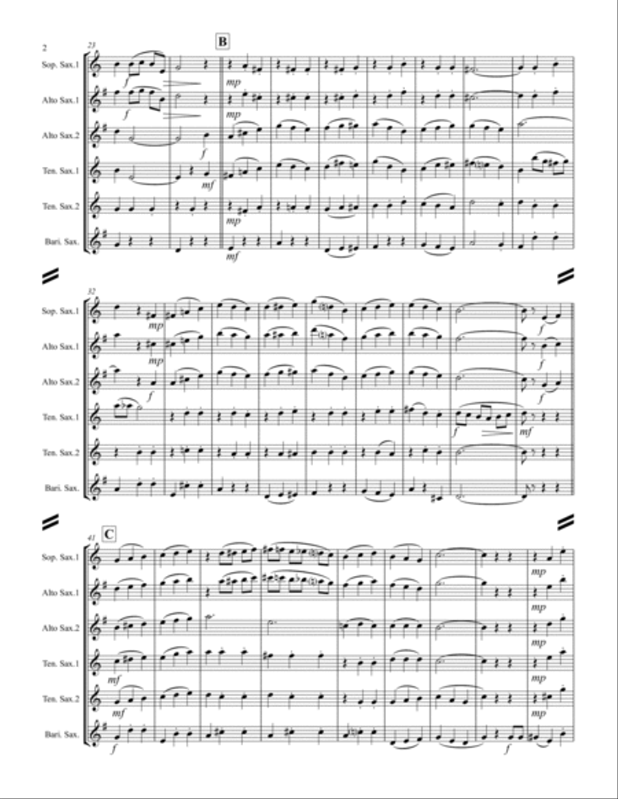 Broadway Medley (for Saxophone Quintet SATTB or AATTB) Saxophone Quintet scores gallery preview page 3