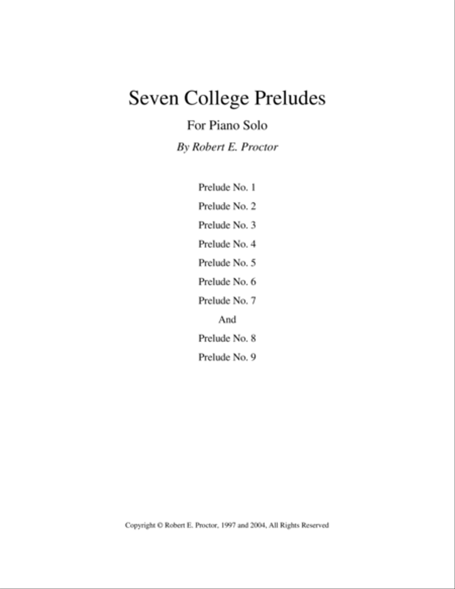 Seven College Preludes for Piano Solo Piano Solo scores gallery preview page 1