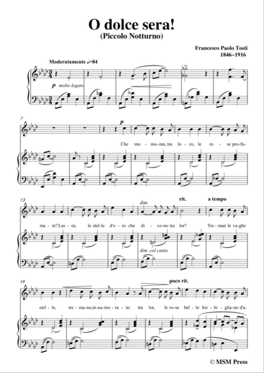 Tosti-O dolce sera! in A flat Major,for Voice and Piano Voice Solo scores gallery preview page 3