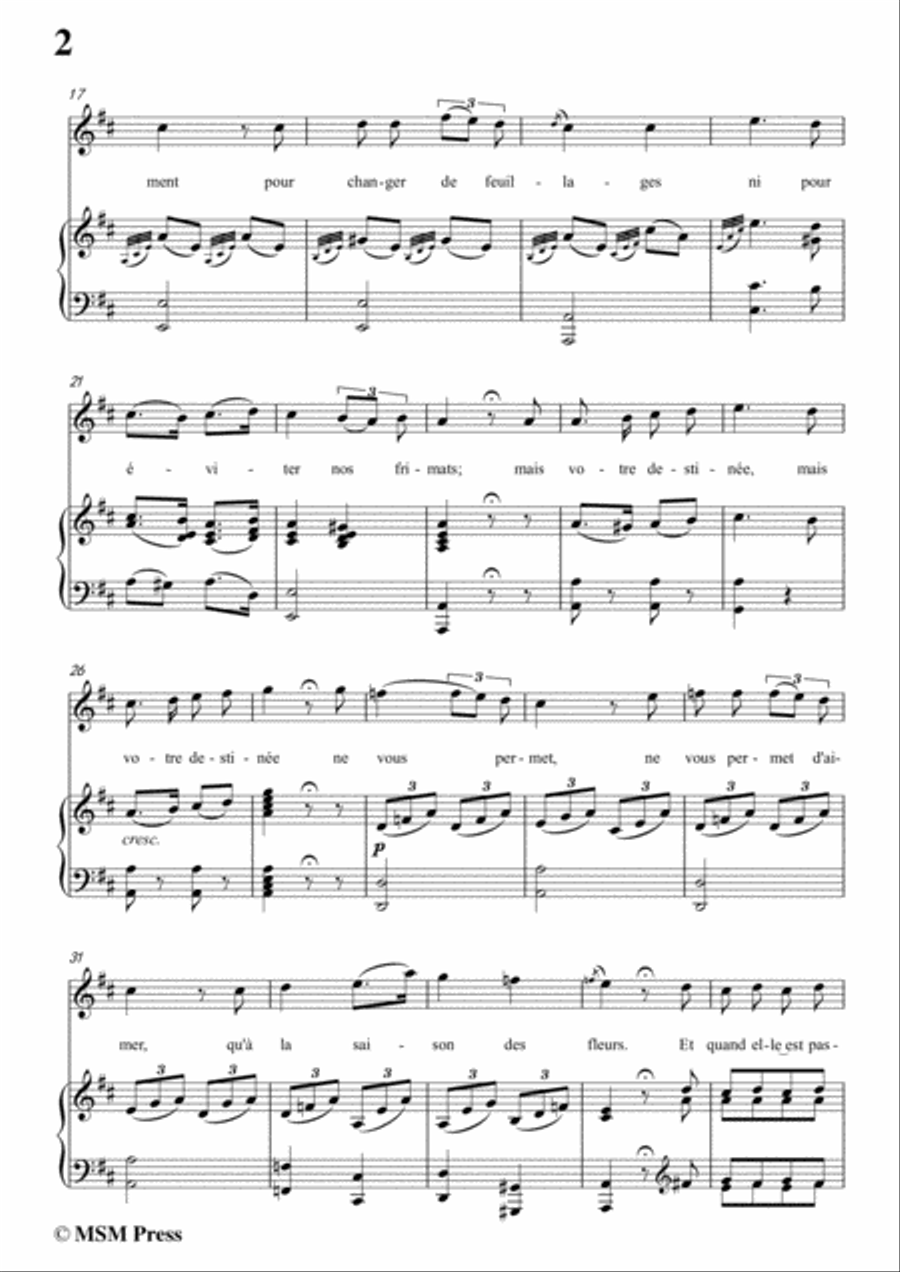 Mozart-Oiseaux,si tous les ans,in D Major,for Voice and Piano Voice Solo scores gallery preview page 4