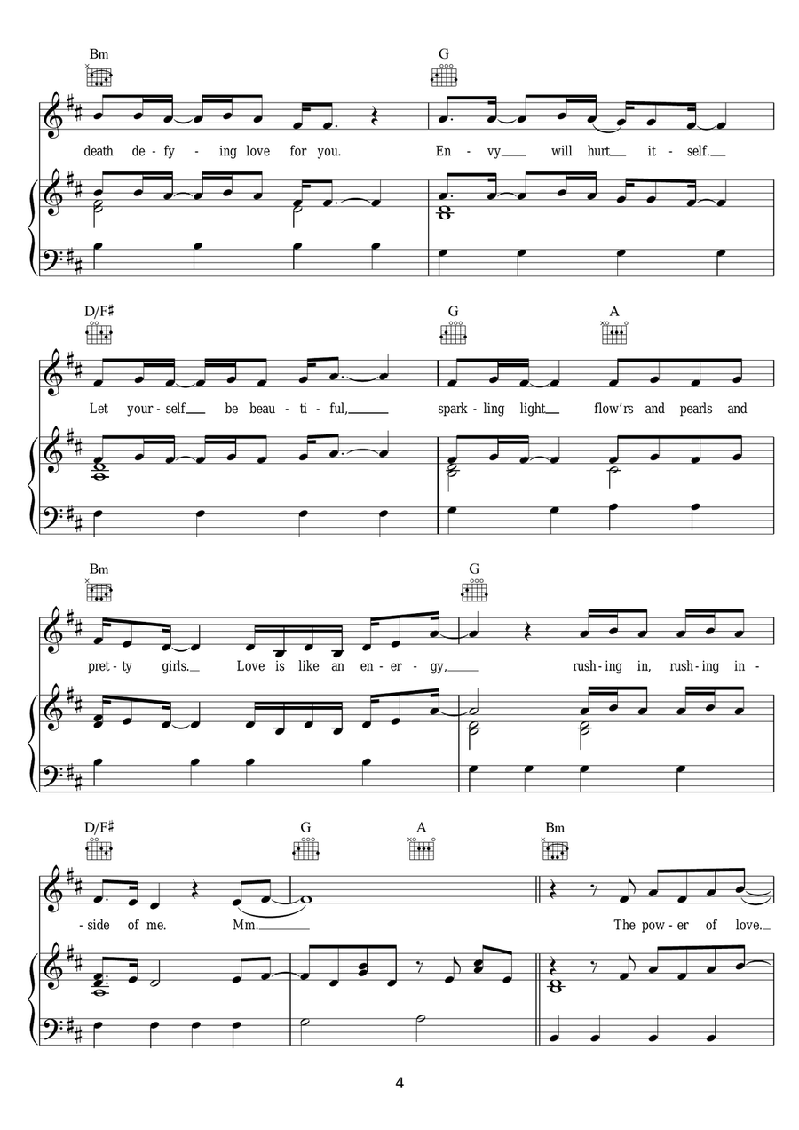 The Power Of Love Piano, Vocal, Guitar scores gallery preview page 4