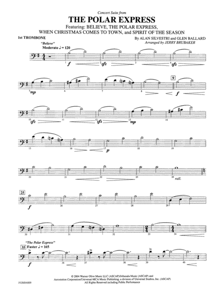 The Polar Express, Concert Suite from: 1st Trombone