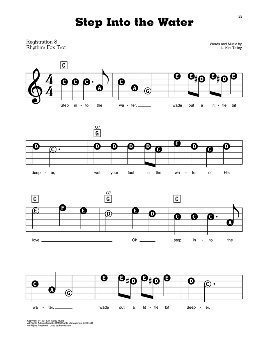 Step Into The Water Electronic Keyboard scores gallery preview page 1