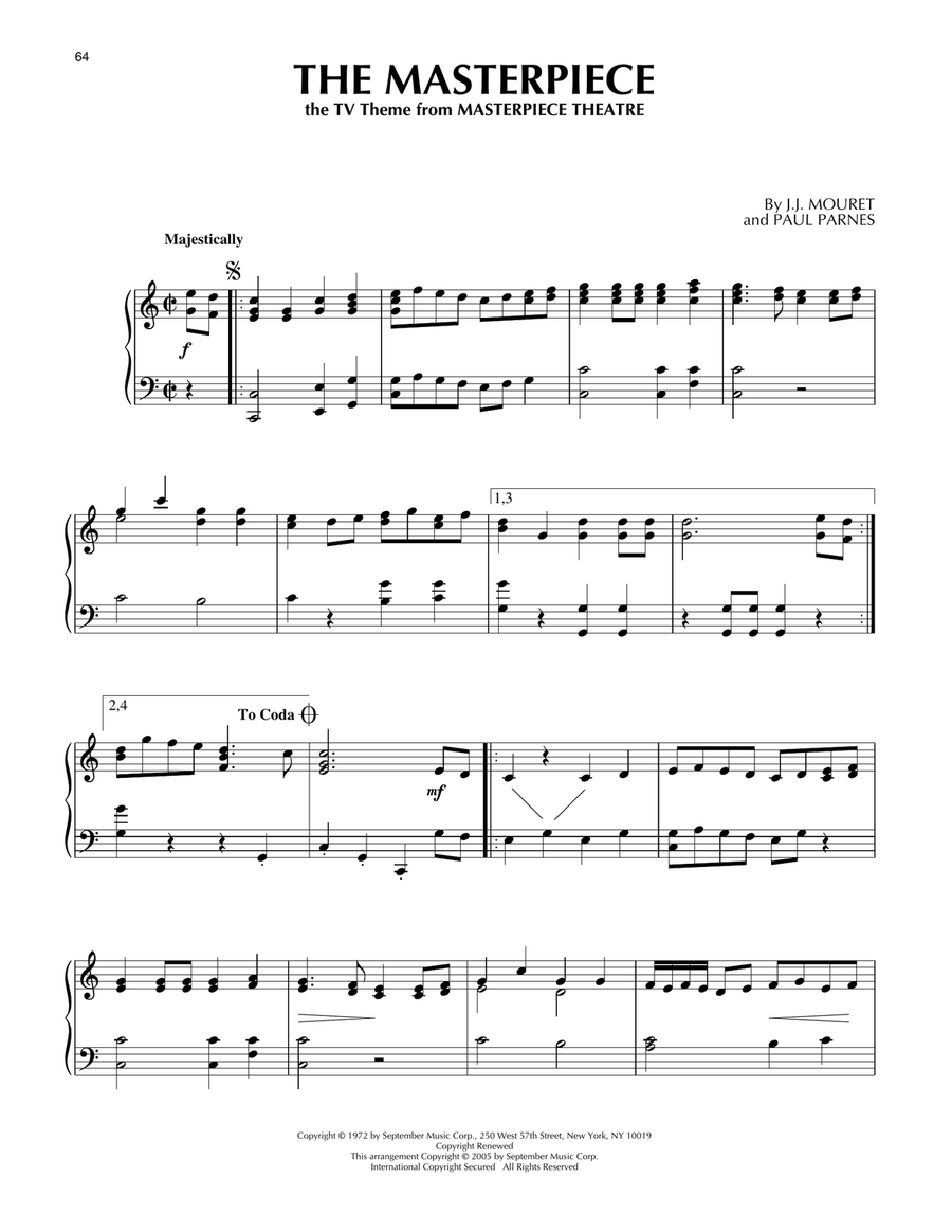 The Masterpiece (theme from Masterpiece Theatre) Piano, Vocal, Guitar scores gallery preview page 1
