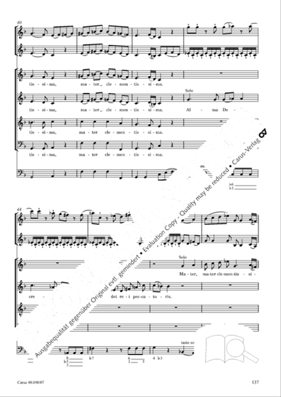 Regina coeli in B-Flat Major, K. 127 4-Part scores gallery preview page 138