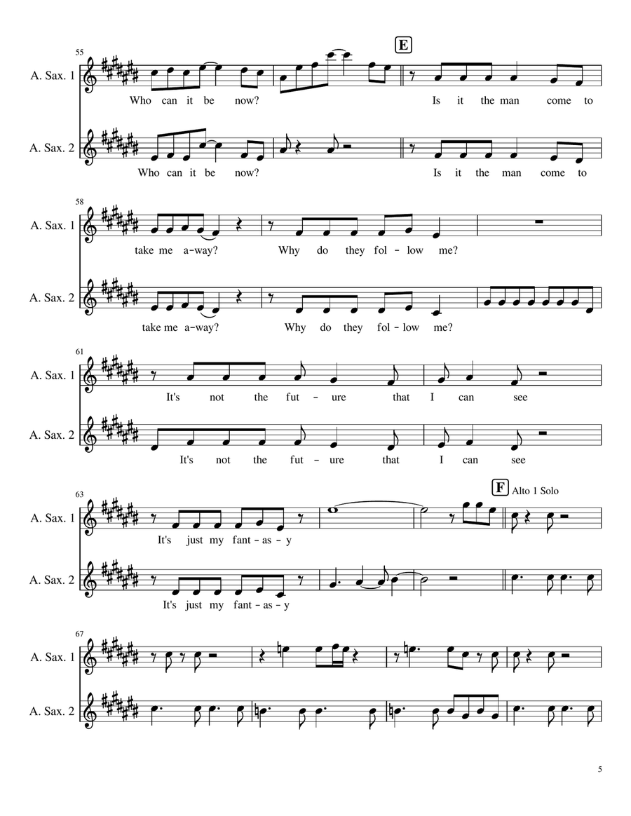 Who Can It Be Now? Woodwind Ensemble scores gallery preview page 5