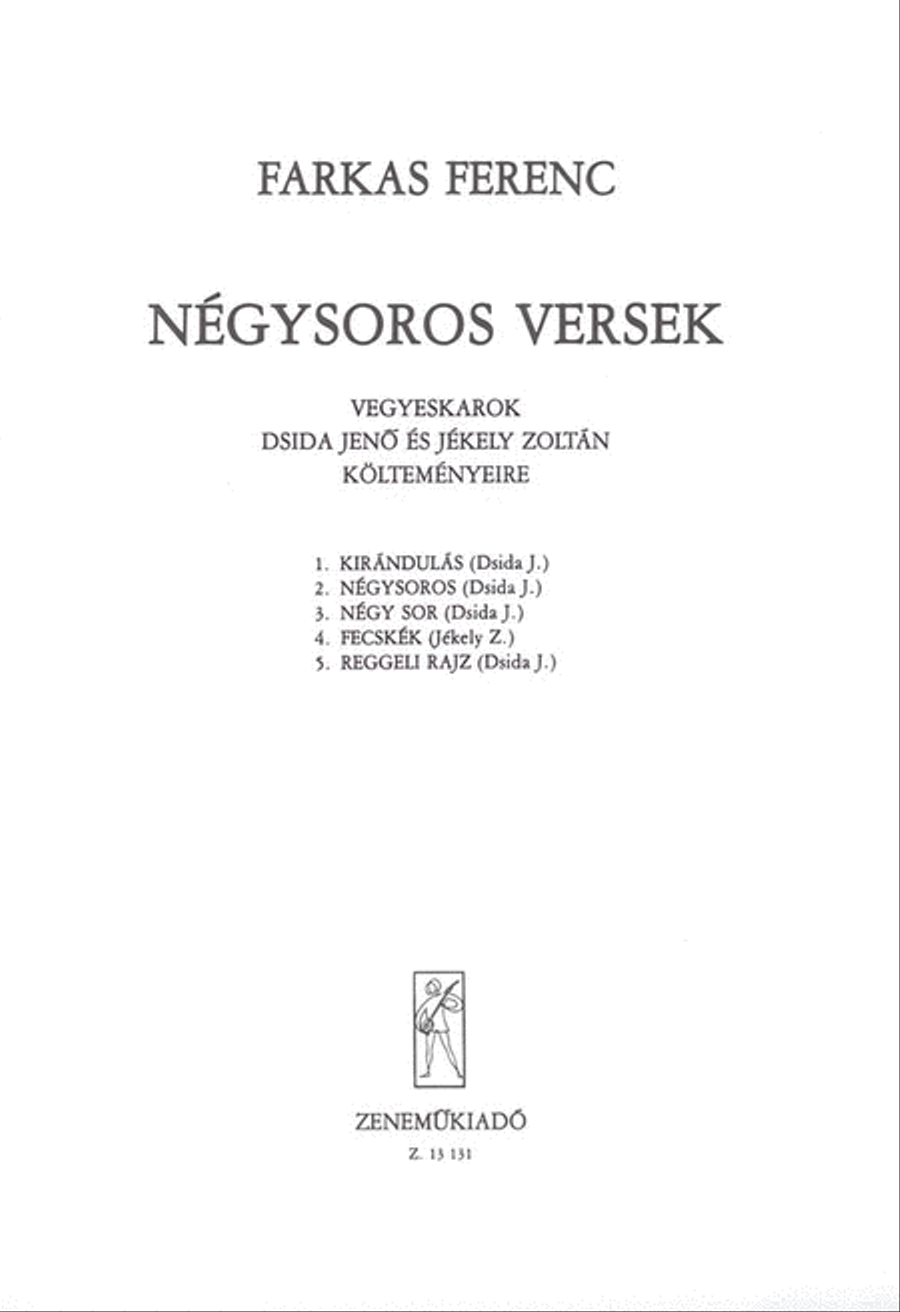 Négysoros versek A Cappella scores gallery preview page 1