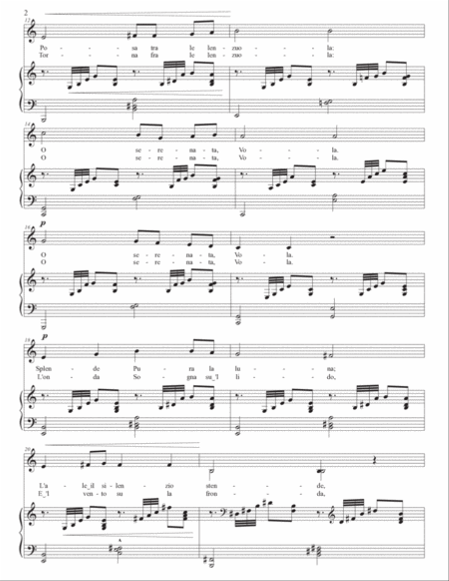 TOSTI: La serenata (transposed to C major) Voice scores gallery preview page 3