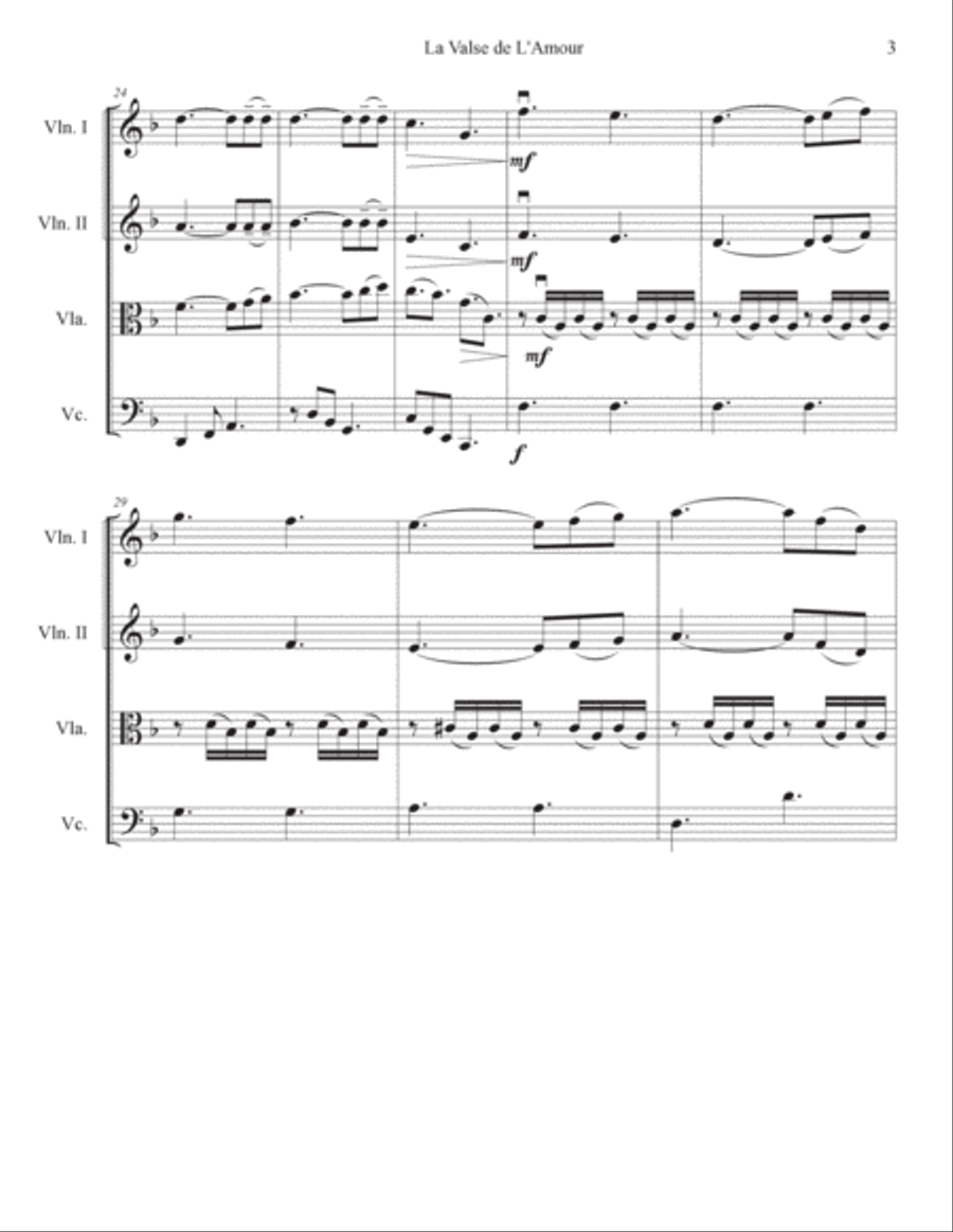 La Valse De L'amour String Quartet scores gallery preview page 3