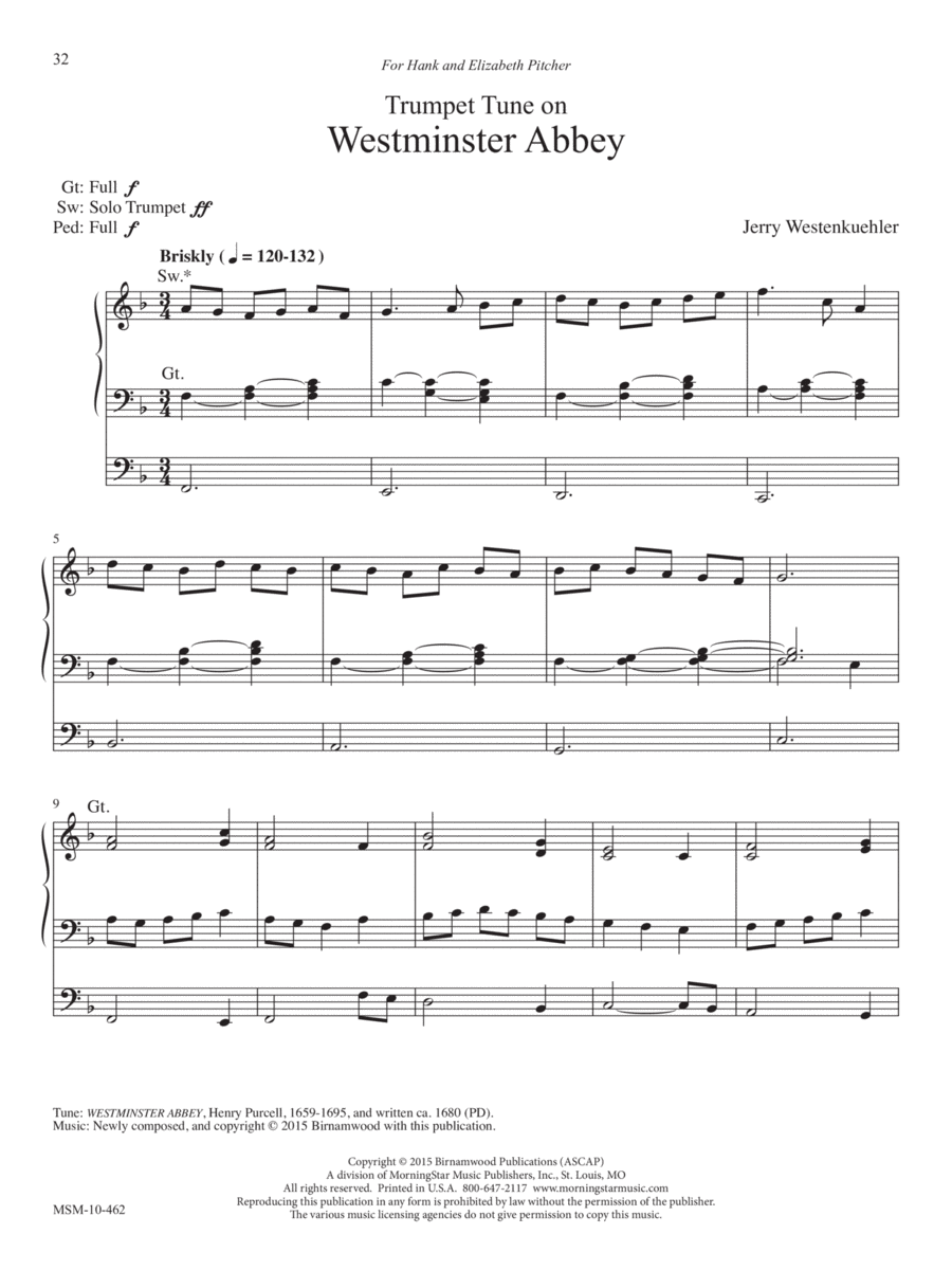 Book cover for Trumpet Tune on “Westminster Abbey” (Downloadable)