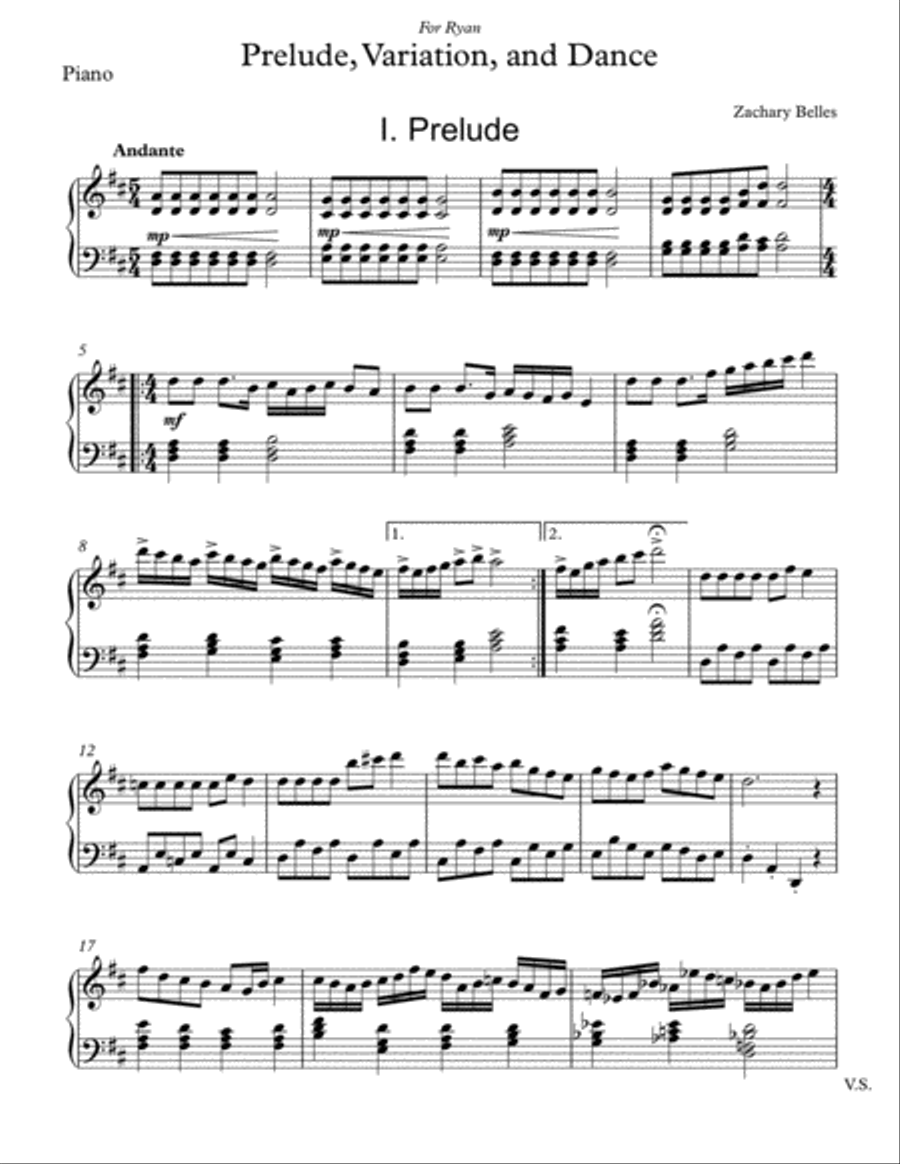 Prelude, Variation, and Dance Piano Solo scores gallery preview page 1