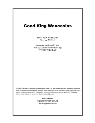 Good King Wenceslas - Lead sheet arranged in traditional and jazz style (key of F)