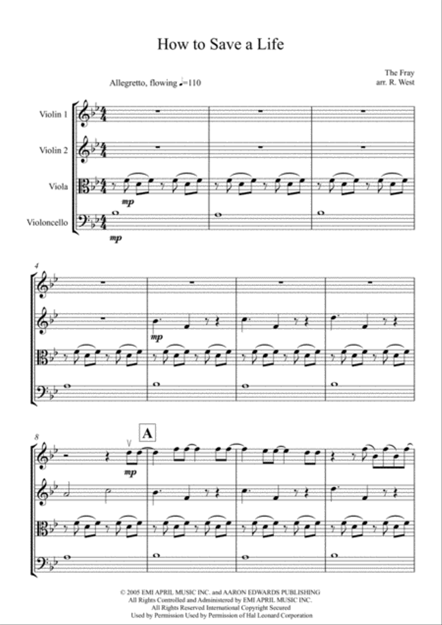 How To Save A Life String Quartet scores gallery preview page 2