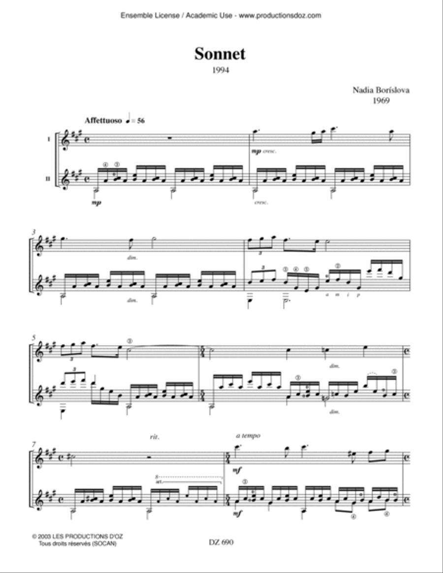 Sonnet Sonnet Classical Guitar scores gallery preview page 3