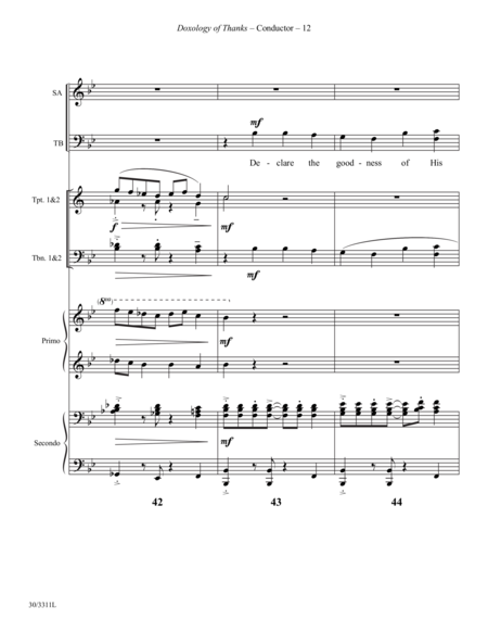 Doxology of Thanks - Brass Quartet Score and Parts