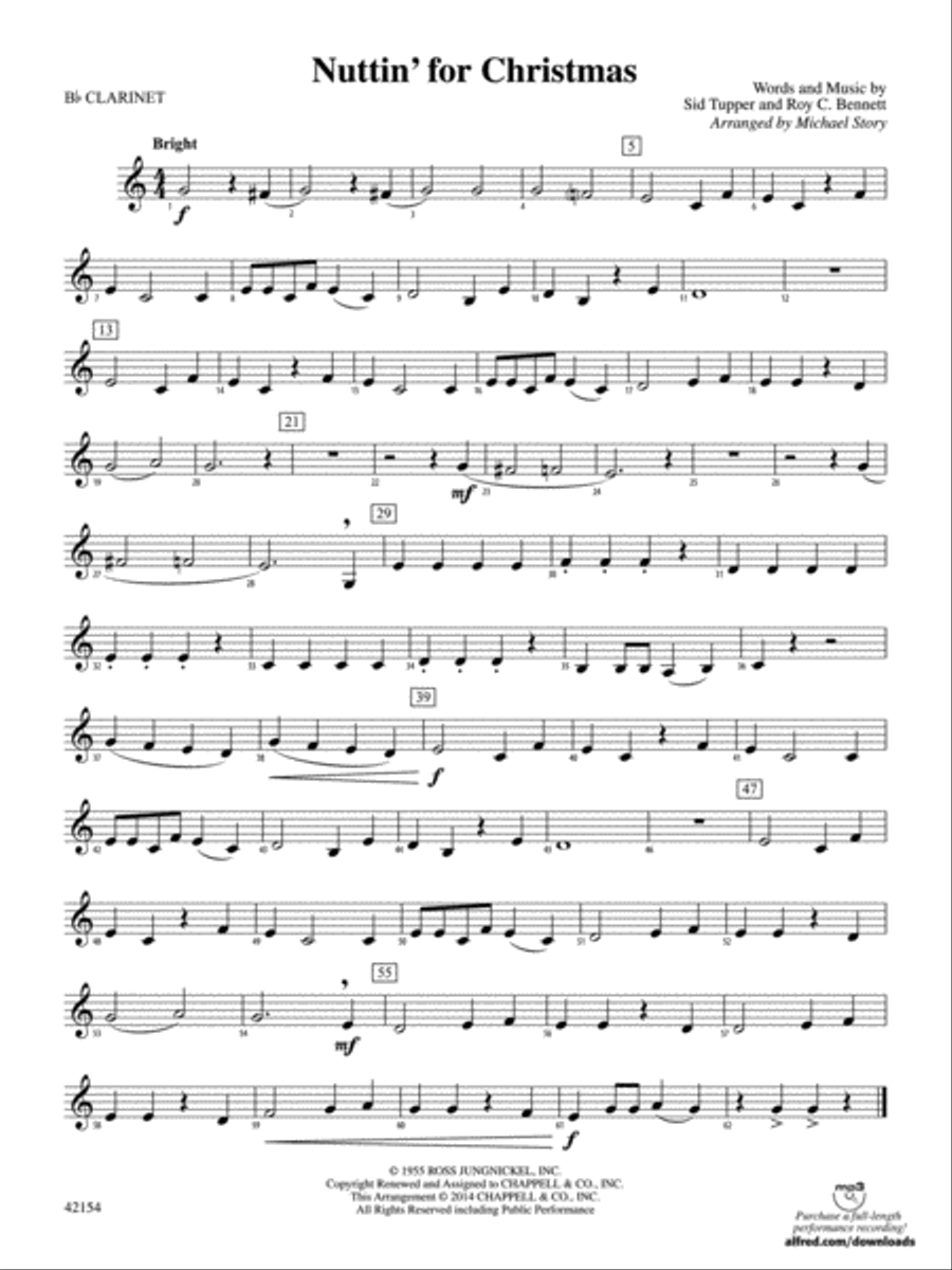 Nuttin' for Christmas: 1st B-flat Clarinet Concert Band scores gallery preview page 1