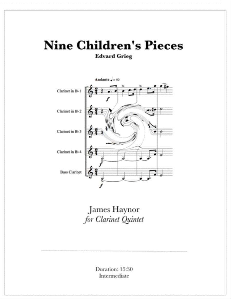 Nine Children's Pieces for Clarinet Quintet Clarinet Quintet scores gallery preview page 1