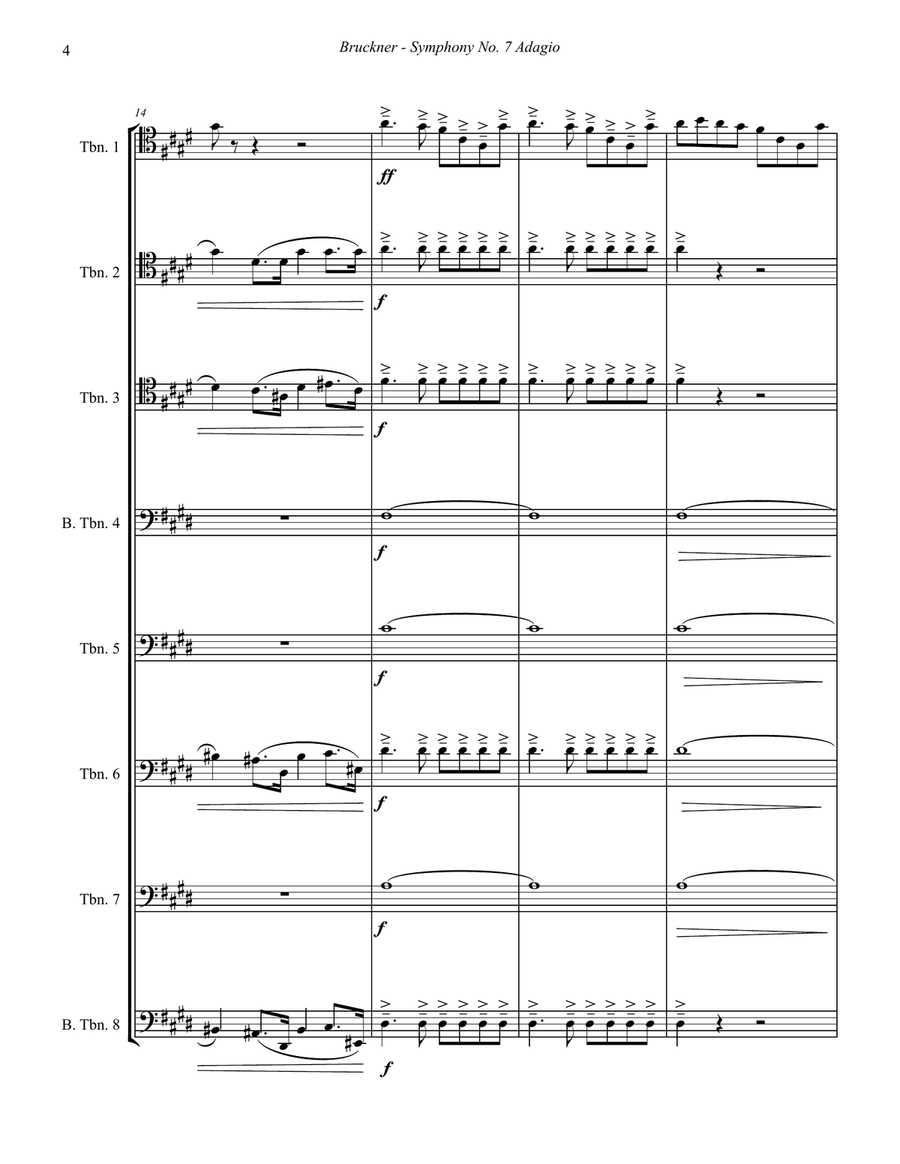 Adagio from Symphony No. 7 for 8-part Trombone Ensemble Brass Ensemble scores gallery preview page 4