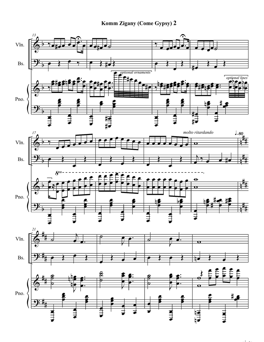 Gräfin Mariza, Act 3: Nr.13a. Komm Zigany (Arrangement includes Tanz Schnell. Ziguener Csárdás) String Orchestra scores gallery preview page 2