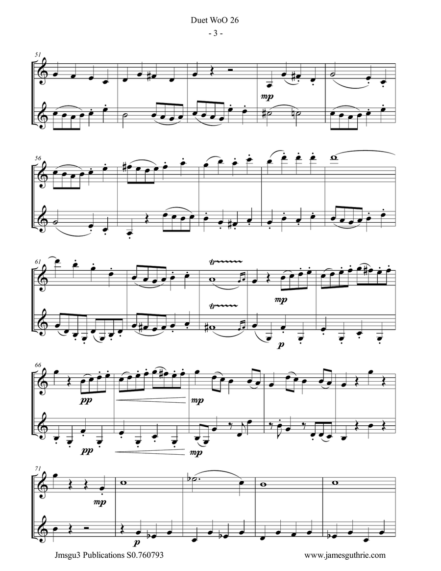 Beethoven: Duet WoO 26 for Clarinet Duo Clarinet Duet scores gallery preview page 3