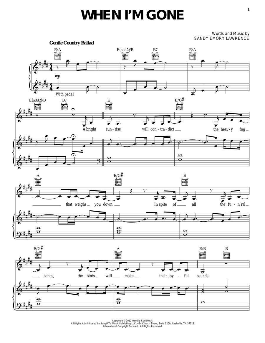 When I'm Gone When I'm Gone Piano, Vocal, Guitar scores gallery preview page 1
