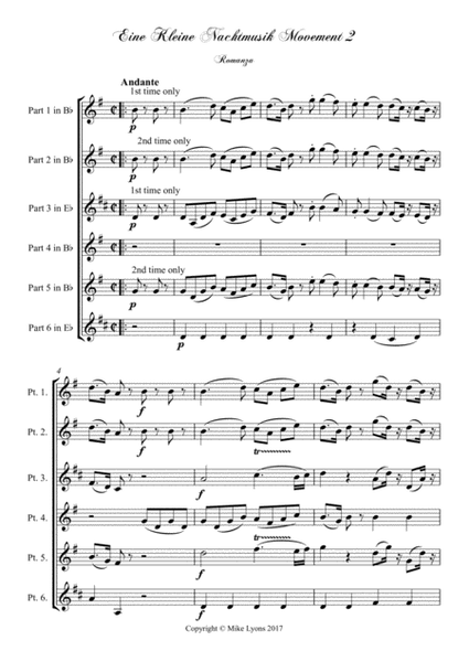 Brass Sextet - Mozart - Eine Kleine Nachtmusik - 2nd. and 3rd. Mvts. image number null