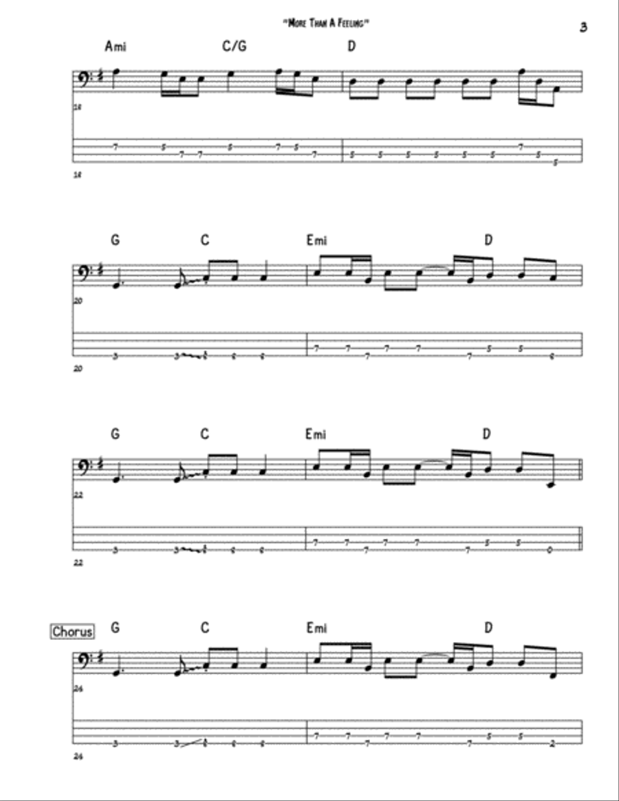 More Than A Feeling Bass Guitar scores gallery preview page 3