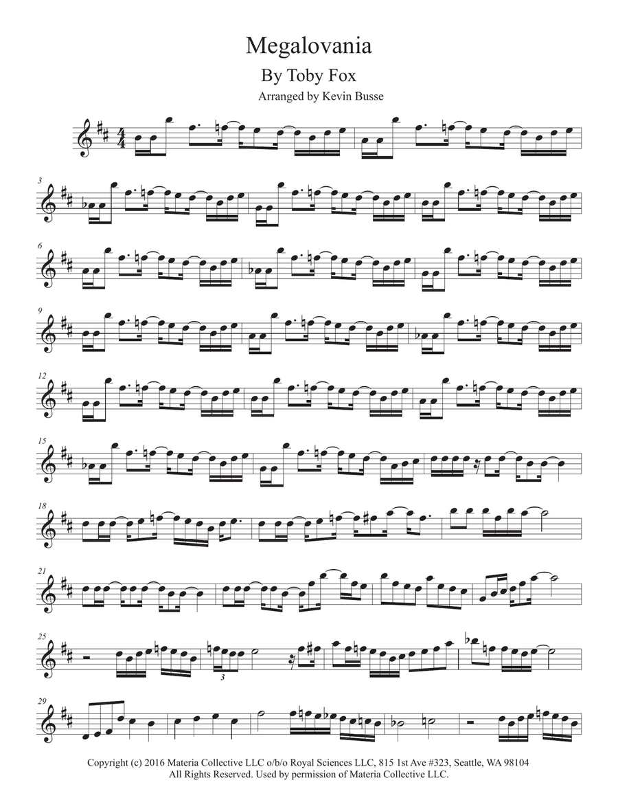 MEGALOVANIA (from Undertale) Baritone Saxophone scores gallery preview page 1