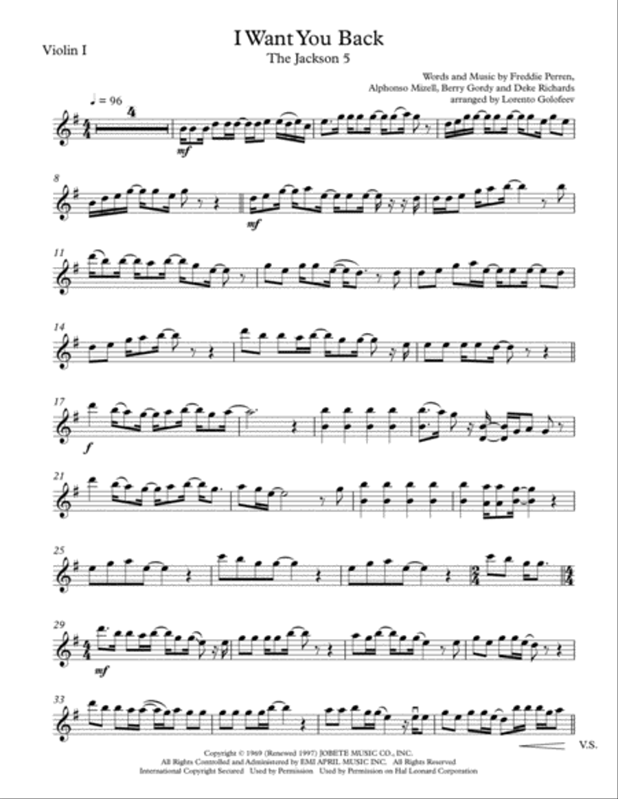 I Want You Back String Quartet scores gallery preview page 1
