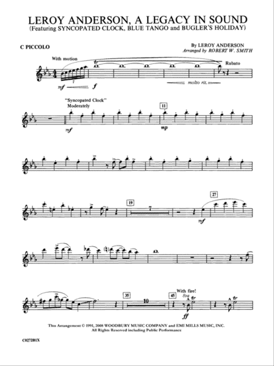 Leroy Anderson -- A Legacy in Sound: Piccolo Concert Band scores gallery preview page 1
