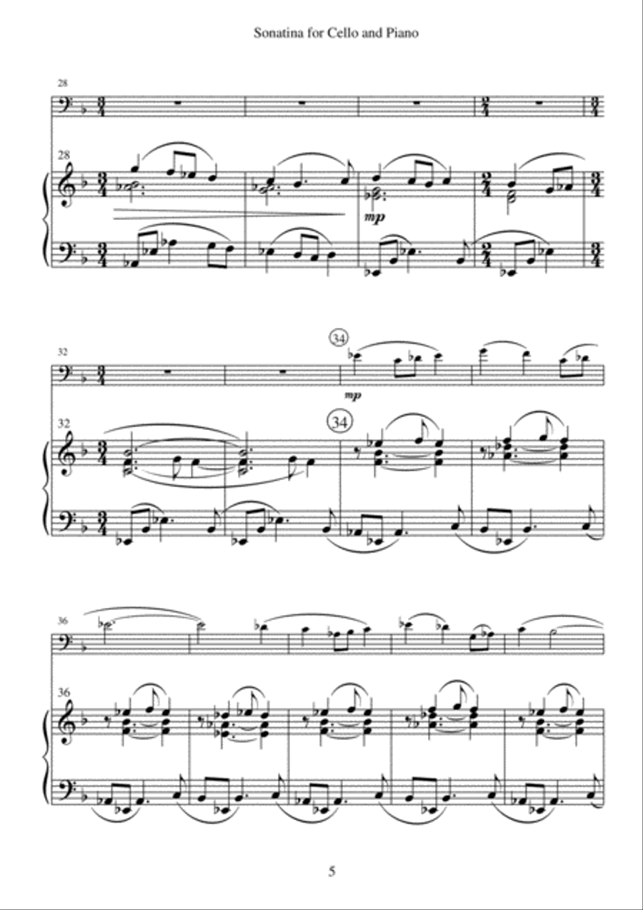 Sonatina for Cello and Piano Piano scores gallery preview page 5