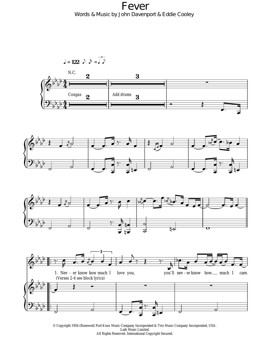 Fever Fever Piano, Vocal scores gallery preview page 1