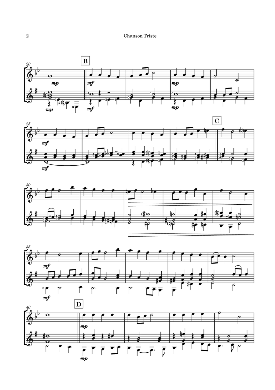Chanson Triste (Tchaikovsky) - flute & guitar duet Flute scores gallery preview page 5