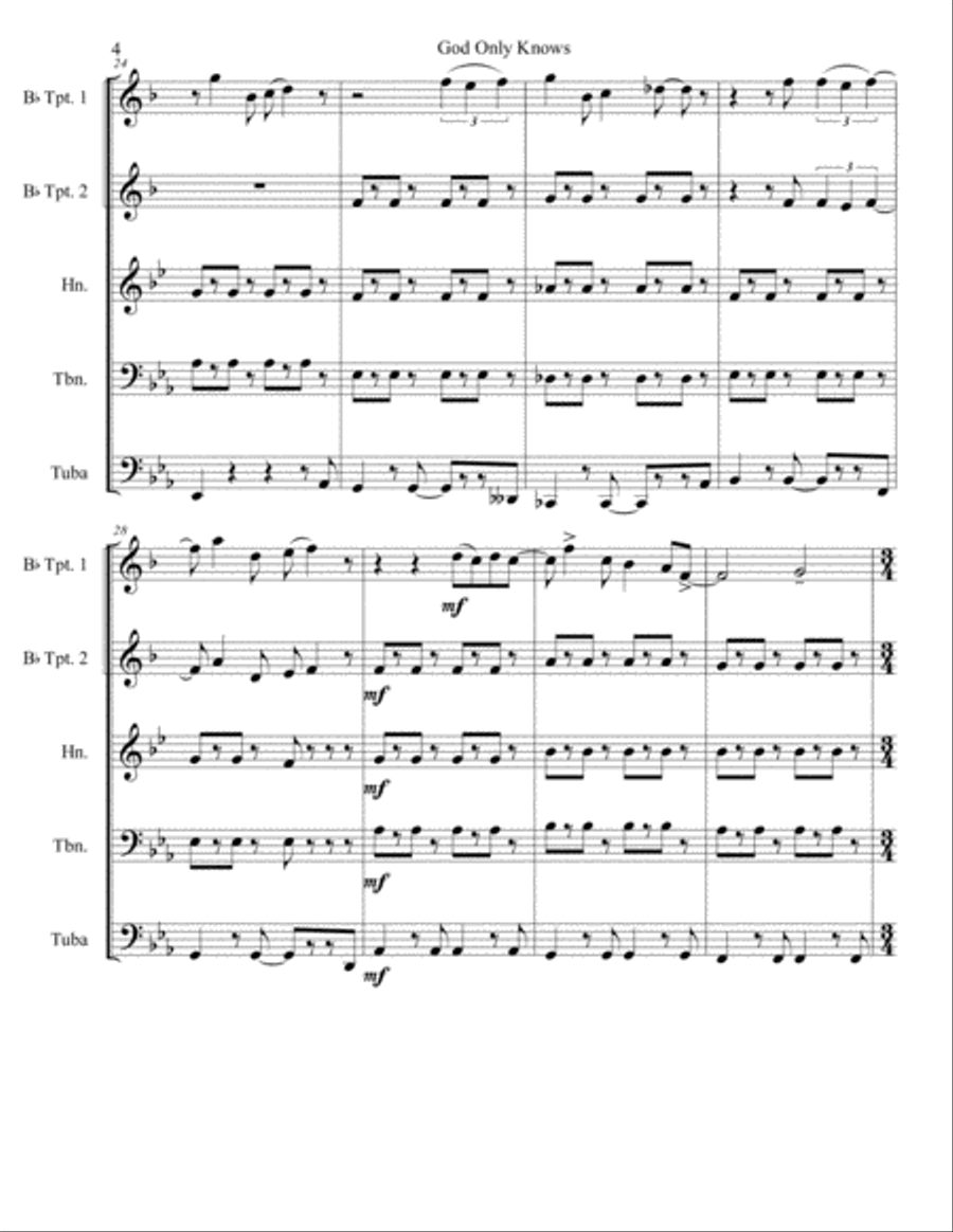God Only Knows Brass Ensemble scores gallery preview page 4