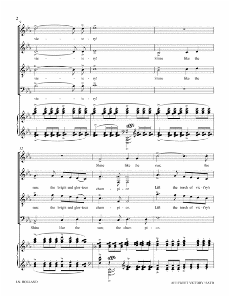 Ah! Sweet Victory Celebration Coronation Anthem for SATB Chorus and Piano 4-Part scores gallery preview page 6