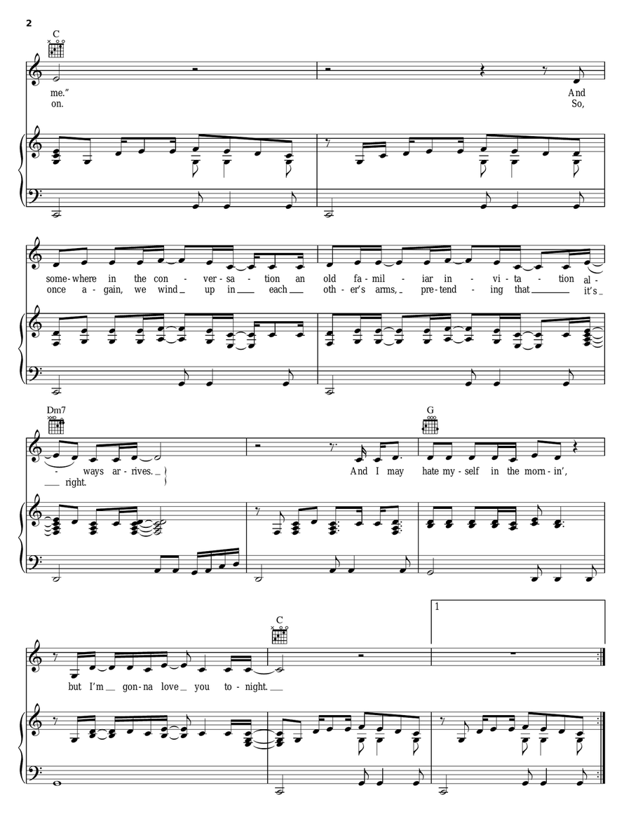 I May Hate Myself In The Morning Piano, Vocal, Guitar scores gallery preview page 2