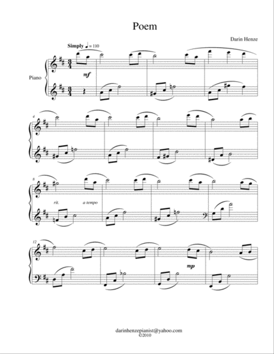 Poem Poem Piano Solo scores gallery preview page 1