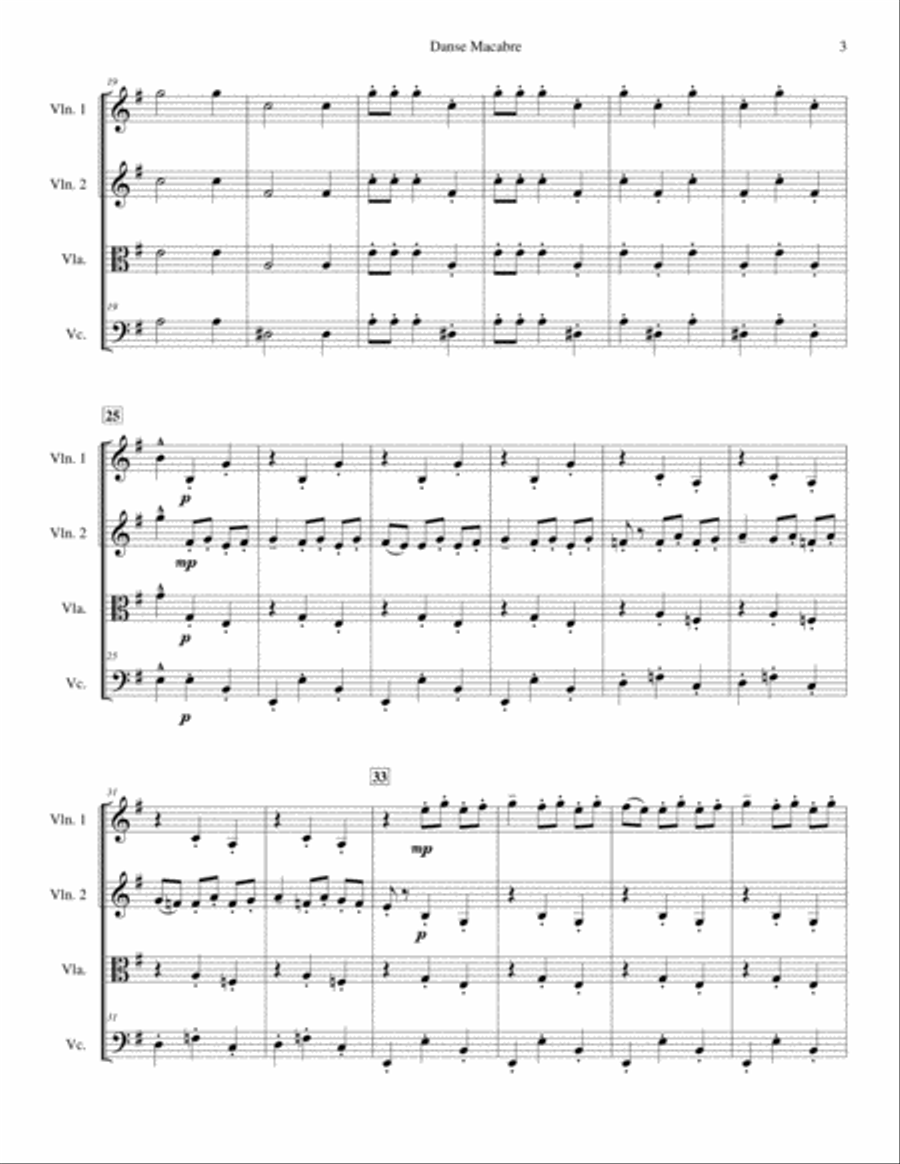 Danse Macabre for String Quartet String Quartet scores gallery preview page 3