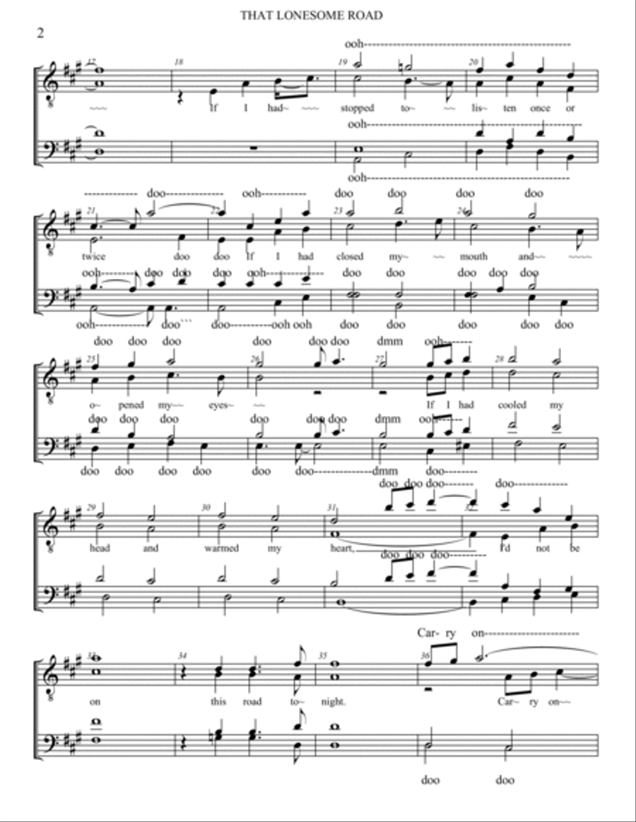 THAT LONESOME ROAD ( arranged by Gary Thiel ) TTBB scores gallery preview page 2