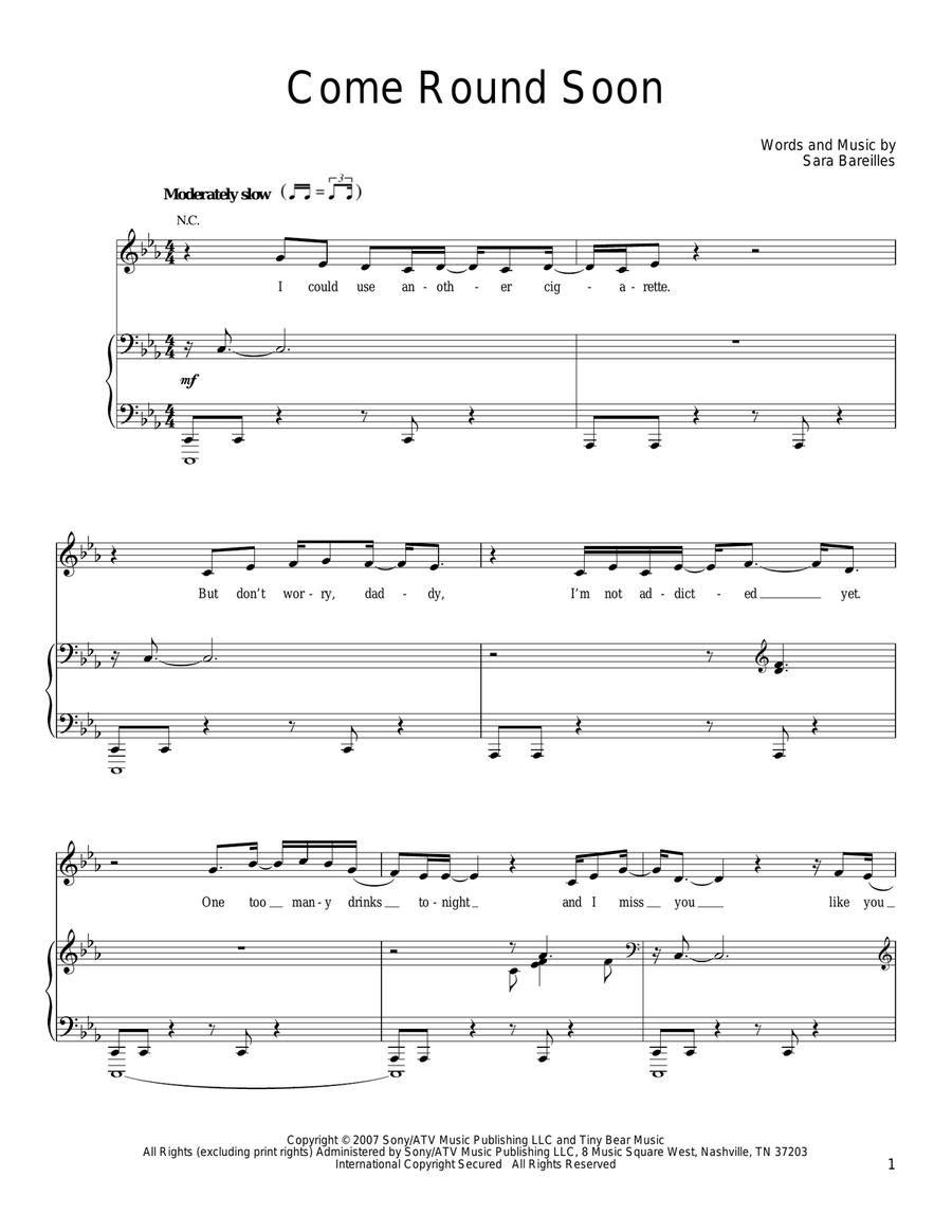 Come Round Soon Piano, Vocal, Guitar scores gallery preview page 1