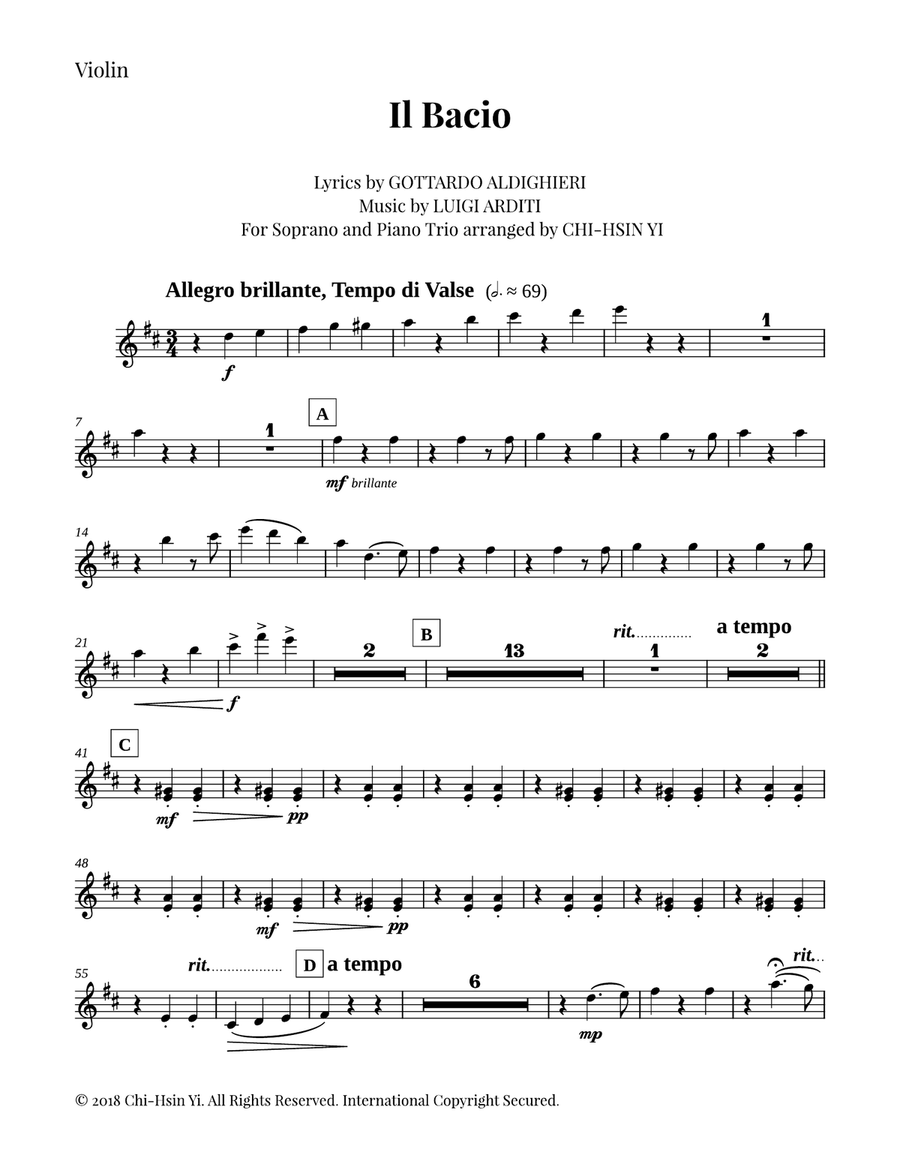 Il Bacio (Soprano&Piano Trio) Small Ensemble scores gallery preview page 2