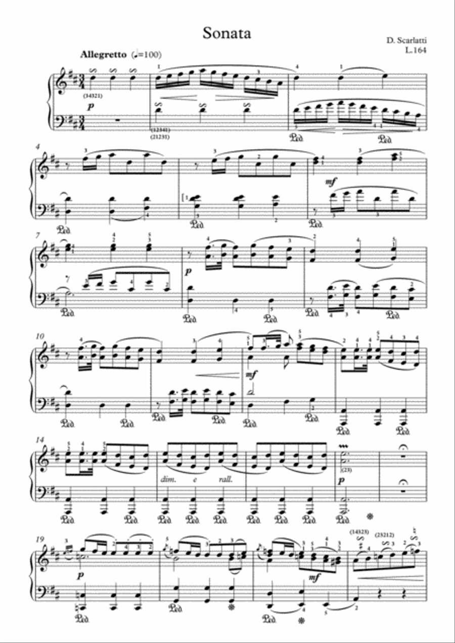 Scarlatti-Sonata in D-Major L.164 K.491(piano) Piano Solo scores gallery preview page 2