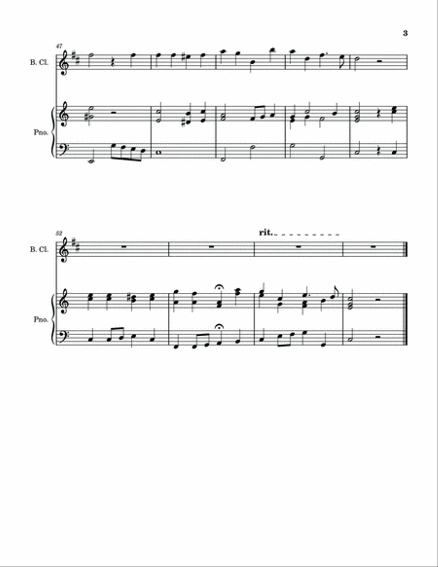 O Little Town of Bethlehem - Bass Clarinet with Piano accompaniment Bass Clarinet scores gallery preview page 4
