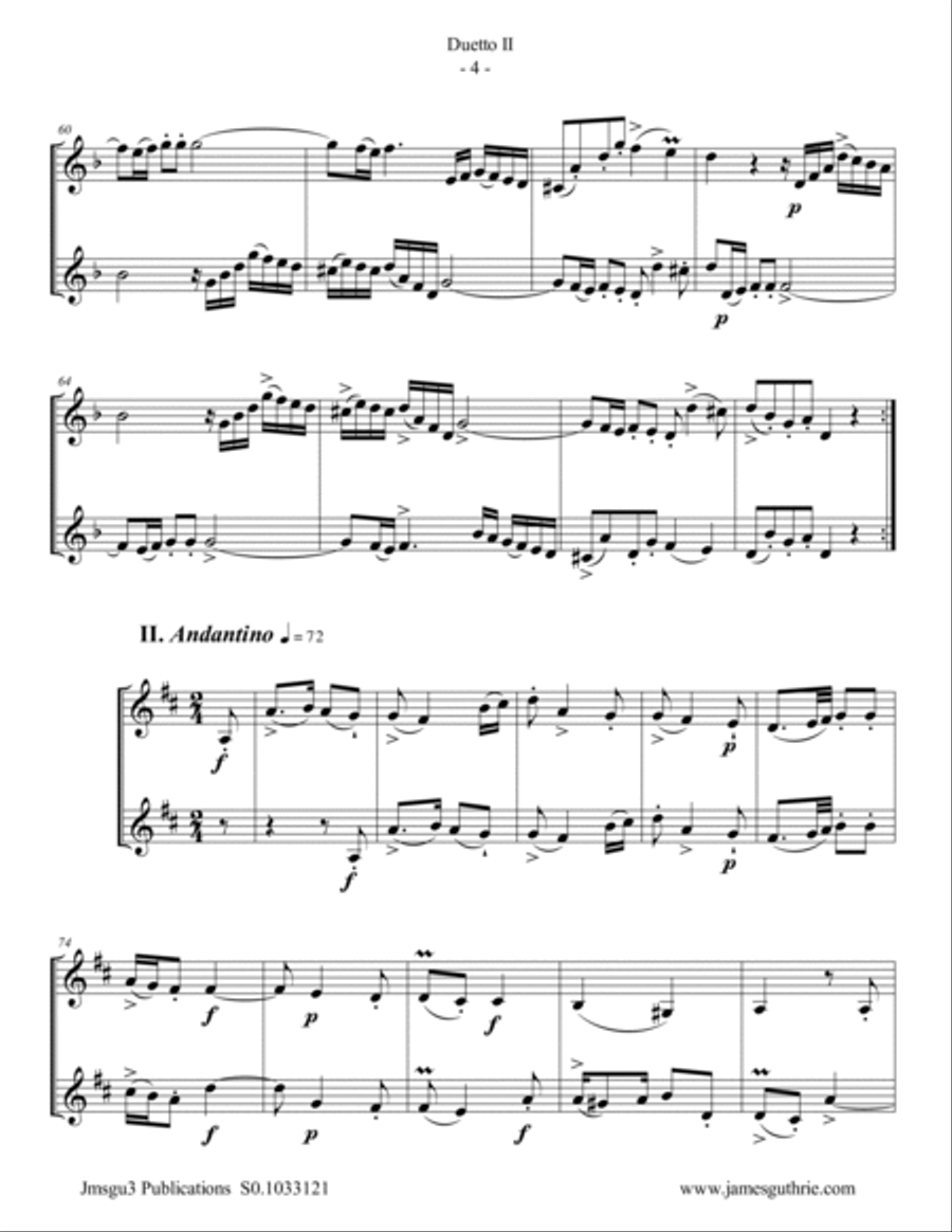 Quantz: Duetto Op. 2 No. 2 for Trumpet Duo Trumpet Duet scores gallery preview page 4