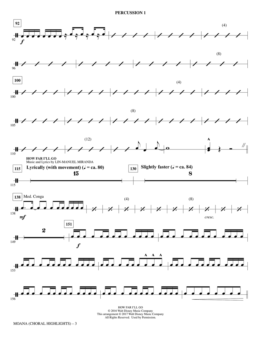 Moana - Percussion 1 Choir scores gallery preview page 3