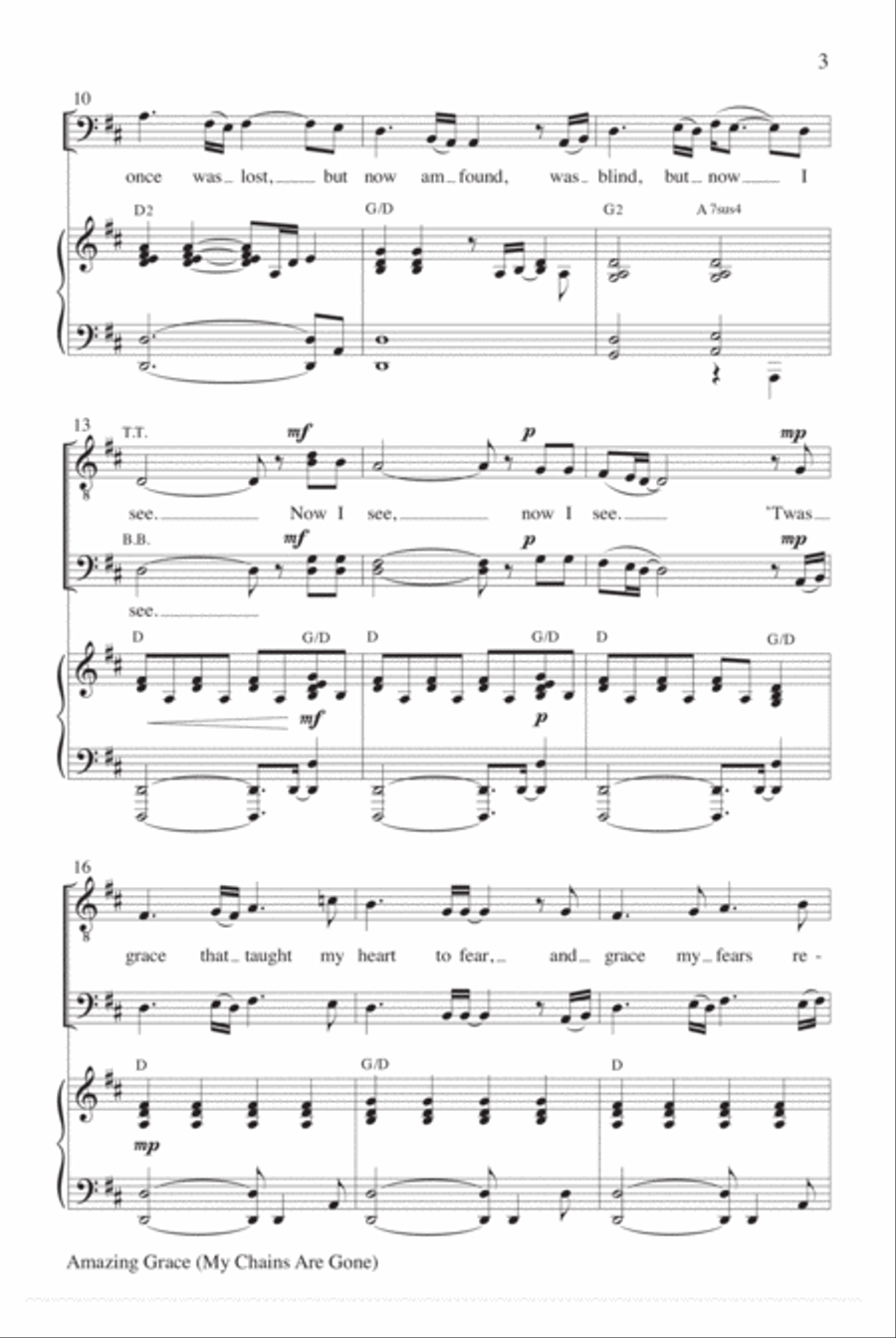 Amazing Grace (My Chains Are Gone) TTBB scores gallery preview page 3