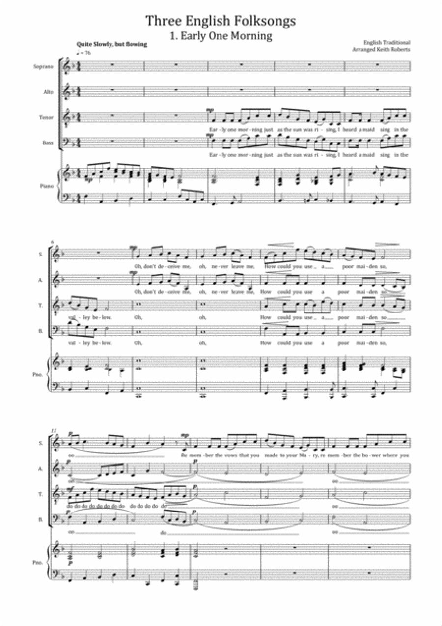 Three English Folksongs 4-Part scores gallery preview page 1